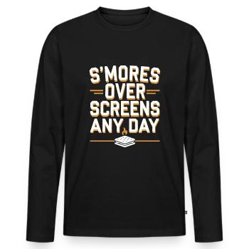 Nostalgische Camping-erinnerungen, Retro-vibes, - Männer Premium Bio Langarmshirt - Schwarz - Vorne - Nico (187cm)