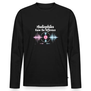 Un son haut de gamme de haute qualité pour la culture audiophile - T-shirt manches longues Premium bio Homme - noir - Devant - Nico (187cm)
