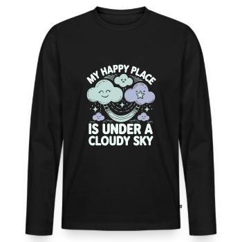 Cloudy view, Relaxing sky, Dreamy - Men's Premium Organic Long Sleeve Shirt - black - Front - Nico (187cm)