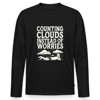 Cloudy view, Relaxing sky, Dreamy - Men's Premium Organic Long Sleeve Shirt - black - Front - Nico (187cm)