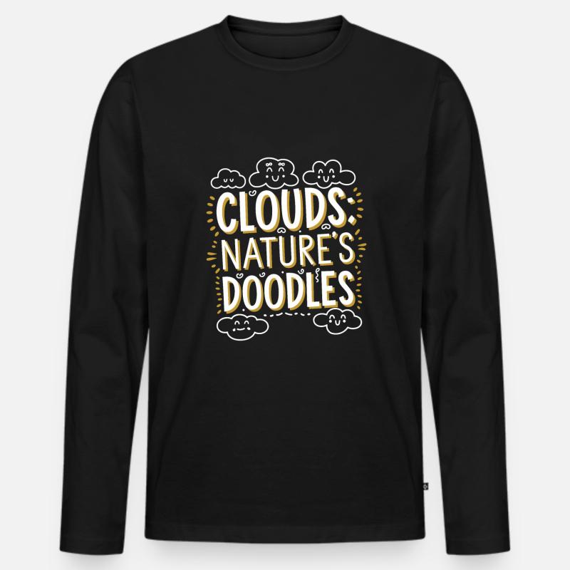 Wolkenblick, Entspannender Himmel, Verträumte - Männer Premium Bio Langarmshirt - Schwarz