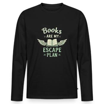 Book-like humour, Witty reading quotes, Literary - Men's Premium Organic Long Sleeve Shirt - black - Front - Nico (187cm)