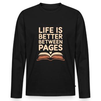 Book-like humour, Witty reading quotes, Literary - Men's Premium Organic Long Sleeve Shirt - black - Front - Nico (187cm)
