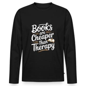 Humour livresque, Citations de lecture pleines d’, Littéraire - T-shirt manches longues Premium bio Homme - noir - Devant - Nico (187cm)