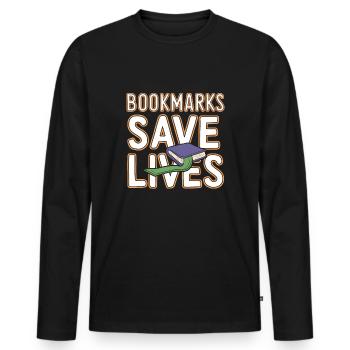 Book-like humour, Witty reading quotes, Literary - Men's Premium Organic Long Sleeve Shirt - black - Front - Nico (187cm)