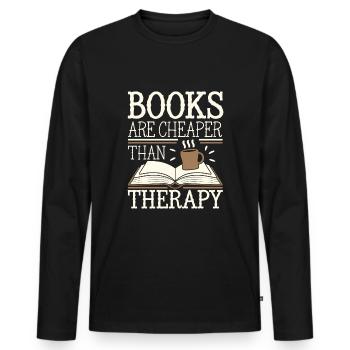 Book-like humour, Witty reading quotes, Literary - Men's Premium Organic Long Sleeve Shirt - black - Front - Nico (187cm)