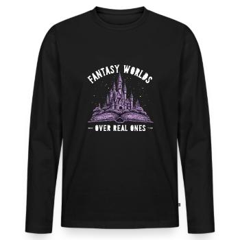 Humour livresque, Citations de lecture pleines d’, Littéraire - T-shirt manches longues Premium bio Homme - noir - Devant - Nico (187cm)