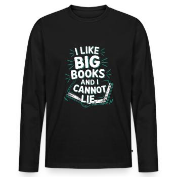 Humour livresque, Citations de lecture pleines d’, Littéraire - T-shirt manches longues Premium bio Homme - noir - Devant - Nico (187cm)