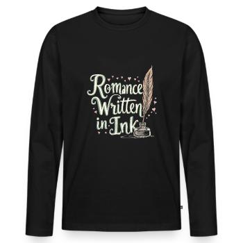 Romantic Nostalgia Vintage Romance Classic Love - Men's Premium Organic Long Sleeve Shirt - black - Front - Nico (187cm)