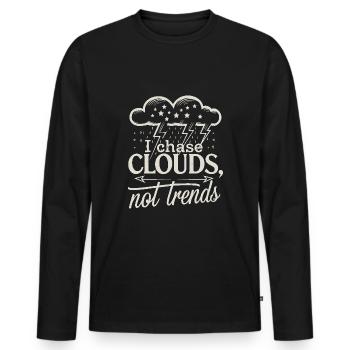 Whimsical Weather Patterns, Whimsical Clouds, Funny - Men's Premium Organic Long Sleeve Shirt - black - Front - Nico (187cm)