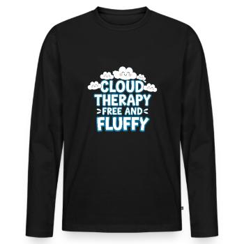 Cloudy view, Relaxing sky, Dreamy - Men's Premium Organic Long Sleeve Shirt - black - Front - Nico (187cm)