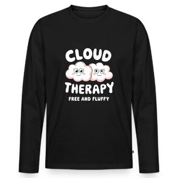 Cloudy view, Relaxing sky, Dreamy - Men's Premium Organic Long Sleeve Shirt - black - Front - Nico (187cm)