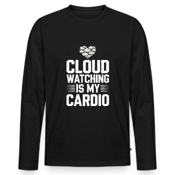 Cloudy view, Relaxing sky, Dreamy - Men's Premium Organic Long Sleeve Shirt - black - Front - Nico (187cm)