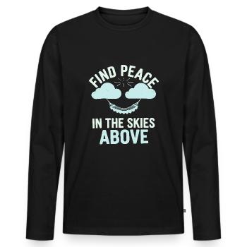 Cloudy view, Relaxing sky, Dreamy - Men's Premium Organic Long Sleeve Shirt - black - Front - Nico (187cm)
