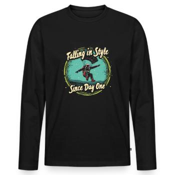 Skydiving Beginners Adventure Nerves - Men's Premium Organic Long Sleeve Shirt - black - Front - Nico (187cm)