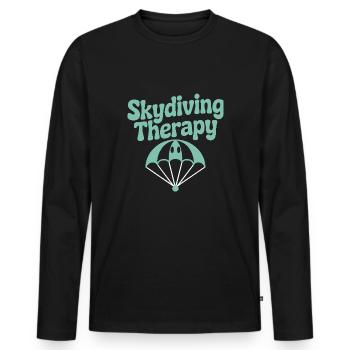 Skydiving Beginners Adventure Nerves - Men's Premium Organic Long Sleeve Shirt - black - Front - Nico (187cm)