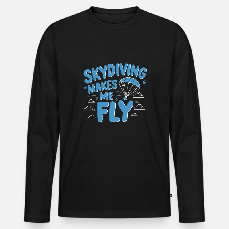 FallscFallschirmspringen Anfänger Abenteuer Nerven - Männer Premium Bio Langarmshirt - Schwarz