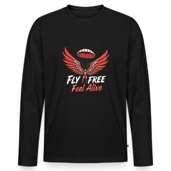 Skydiving Beginners Adventure Nerves - Men's Premium Organic Long Sleeve Shirt - black - Front - Nico (187cm)