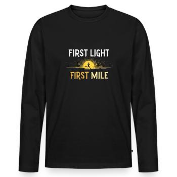 Sunrise Runner Early Morning Fitness Dawn Running - Men's Premium Organic Long Sleeve Shirt - black - Front - Nico (187cm)