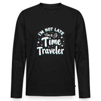 Zeitreise-enthusiast, Der Sich Für - Männer Premium Bio Langarmshirt - Schwarz - Vorne - Nico (187cm)