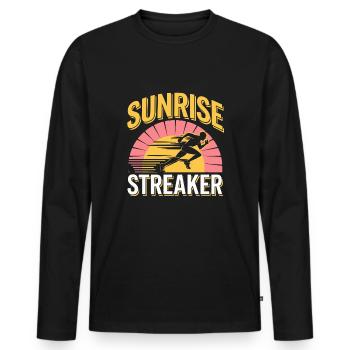 Sunrise Runner Early Morning Fitness Dawn Running - Men's Premium Organic Long Sleeve Shirt - black - Front - Nico (187cm)