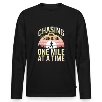 Sunrise Runner Early Morning Fitness Dawn Running - Men's Premium Organic Long Sleeve Shirt - black - Front - Nico (187cm)
