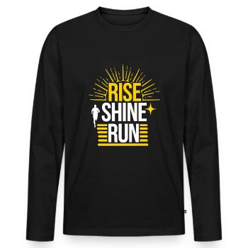 Sunrise Runner Early Morning Fitness Dawn Running - Men's Premium Organic Long Sleeve Shirt - black - Front - Nico (187cm)