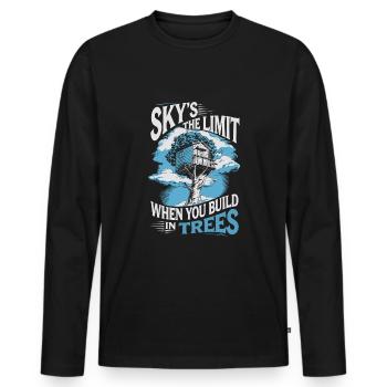 Constructeur de cabanes dans les arbres Construction de cabane dans les arbres - T-shirt manches longues Premium bio Homme - noir - Devant - Nico (187cm)