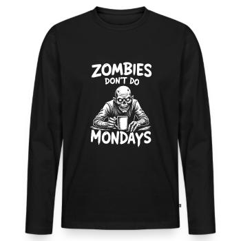 Zombie Apocalypse Humour Drôle Mort-vivant Citations - T-shirt manches longues Premium bio Homme - noir - Devant - Nico (187cm)