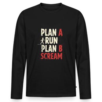 Zombie Apocalypse Humour Drôle Mort-vivant Citations - T-shirt manches longues Premium bio Homme - noir - Devant - Nico (187cm)