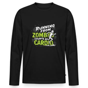 Zombie Apocalypse Humour Drôle Mort-vivant Citations - T-shirt manches longues Premium bio Homme - noir - Devant - Nico (187cm)