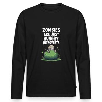 Zombie Apocalypse Humour Drôle Mort-vivant Citations - T-shirt manches longues Premium bio Homme - noir - Devant - Nico (187cm)