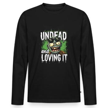 Zombie Apocalypse Humour Drôle Mort-vivant Citations - T-shirt manches longues Premium bio Homme - noir - Devant - Nico (187cm)
