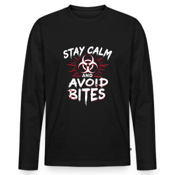 Zombie Apocalypse Humour Drôle Mort-vivant Citations - T-shirt manches longues Premium bio Homme - noir - Devant - Nico (187cm)