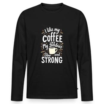 Zombie Apocalypse Humour Drôle Mort-vivant Citations - T-shirt manches longues Premium bio Homme - noir - Devant - Nico (187cm)