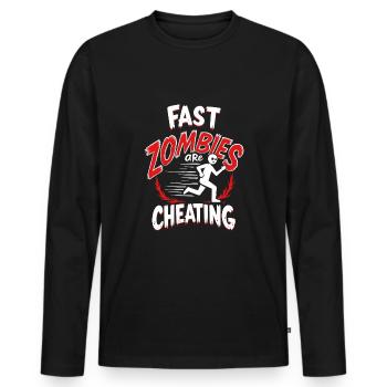 Zombie Apocalypse Humour Drôle Mort-vivant Citations - T-shirt manches longues Premium bio Homme - noir - Devant - Nico (187cm)