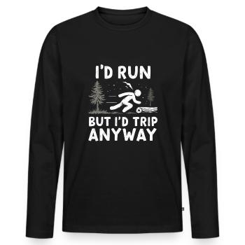 Zombie Apocalypse Humour Drôle Mort-vivant Citations - T-shirt manches longues Premium bio Homme - noir - Devant - Nico (187cm)