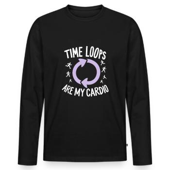 Zeitreise-enthusiast, Der Sich Für - Männer Premium Bio Langarmshirt - Schwarz - Vorne - Nico (187cm)