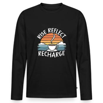 Morning Routine, Wellness Habits, More Productive - Men's Premium Organic Long Sleeve Shirt - black - Front - Nico (187cm)