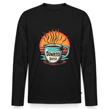 Morning Routine, Wellness Habits, More Productive - Men's Premium Organic Long Sleeve Shirt - black - Front - Nico (187cm)