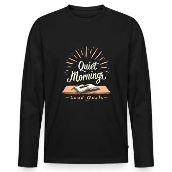 Morning Routine, Wellness Habits, More Productive - Men's Premium Organic Long Sleeve Shirt - black - Front - Nico (187cm)