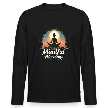 Morning Routine, Wellness Habits, More Productive - Men's Premium Organic Long Sleeve Shirt - black - Front - Nico (187cm)