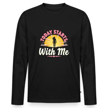 Morning Routine, Wellness Habits, More Productive - Men's Premium Organic Long Sleeve Shirt - black - Front - Nico (187cm)