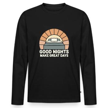 Sleep Hygiene Enthusiasts, Restful Nights, - Men's Premium Organic Long Sleeve Shirt - black - Front - Nico (187cm)
