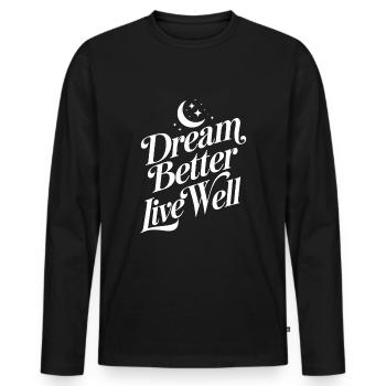 Sleep Hygiene Enthusiasts, Restful Nights, - Men's Premium Organic Long Sleeve Shirt - black - Front - Nico (187cm)