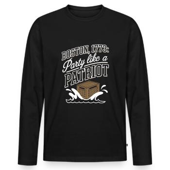 Boston Tea 1773 Révolution américaine Historique - T-shirt manches longues Premium bio Homme - noir - Devant - Nico (187cm)
