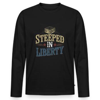 Boston Tea 1773 Révolution américaine Historique - T-shirt manches longues Premium bio Homme - noir - Devant - Nico (187cm)