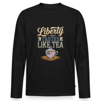 Boston Tea 1773 Révolution américaine Historique - T-shirt manches longues Premium bio Homme - noir - Devant - Nico (187cm)