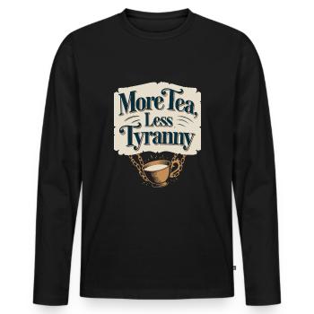 Boston Tea 1773 Révolution américaine Historique - T-shirt manches longues Premium bio Homme - noir - Devant - Nico (187cm)