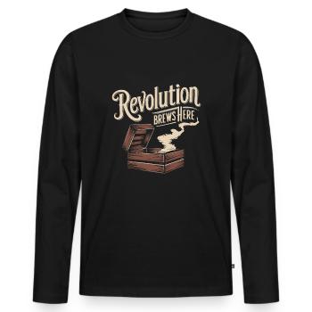 Boston Tea 1773 Révolution américaine Historique - T-shirt manches longues Premium bio Homme - noir - Devant - Nico (187cm)